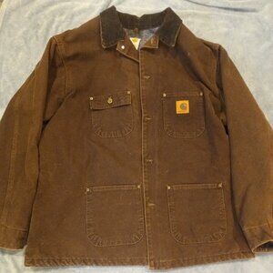 Vintage dark brown Carhartt duck canvas chore jacket